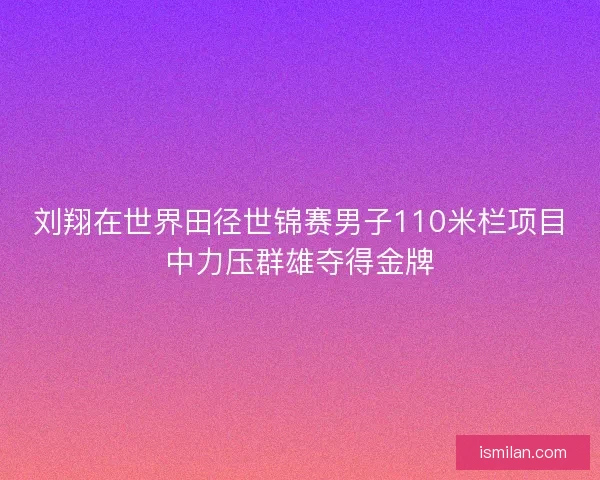 刘翔在世界田径世锦赛男子110米栏项目中力压群雄夺得金牌 刘翔在世界田径世锦赛男子110米栏项目中力压群雄夺得金牌