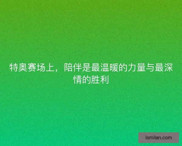 特奥赛场上，陪伴是最温暖的力量与最深情的胜利
