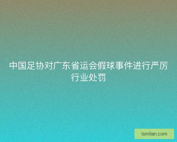 中国足协对广东省运会假球事件进行严厉行业处罚