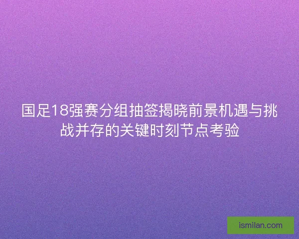 国足18强赛分组抽签揭晓前景机遇与挑战并存的关键时刻节点考验